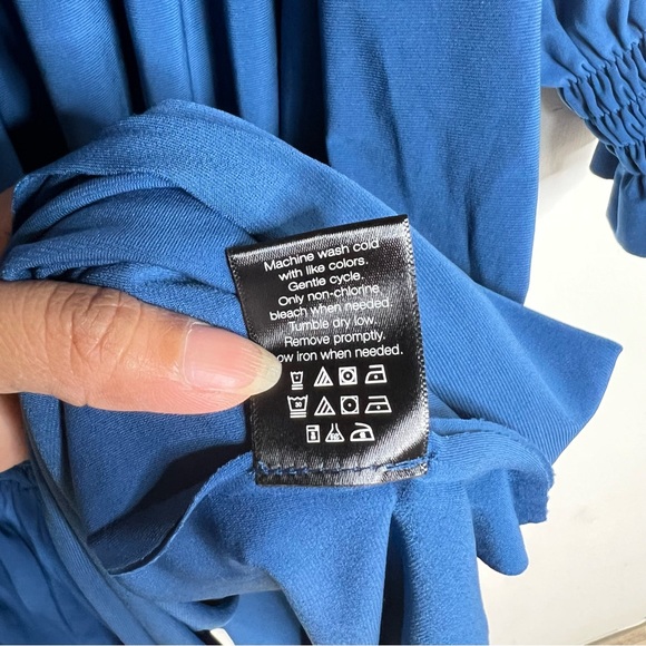 NORMA KAMALI Peasant Mini Dress in Blue Size S - Picture 14 of 14